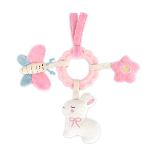 Mon Ami Friends Ring silicone teether with pink bunny plush
