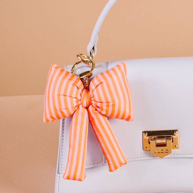 Sherbet Stripes Puffy Bow Bag Charm