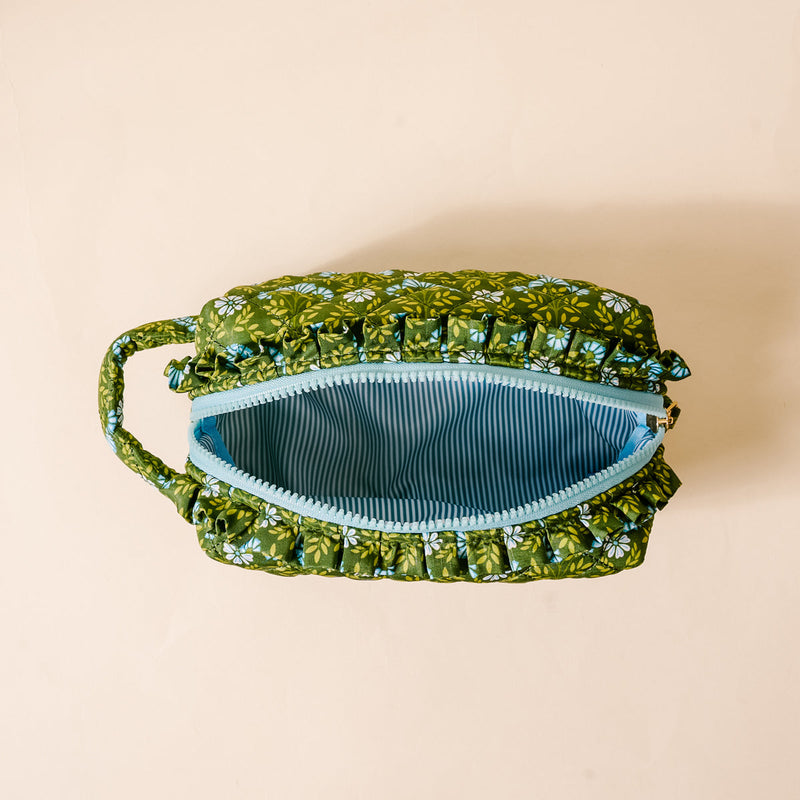 Everbloom Forest Green Essentials Quilted Cosmetic Pouch