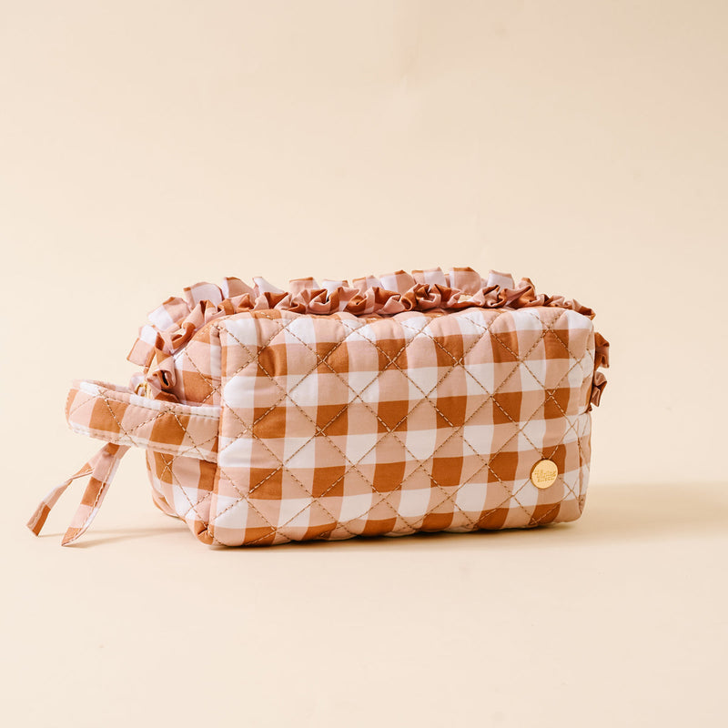 Maple Gingham Essentials Quilted Cosmetic Pouch