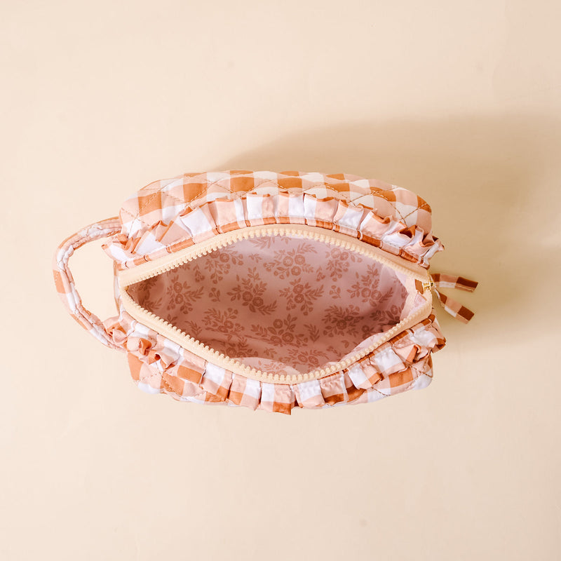 Maple Gingham Essentials Quilted Cosmetic Pouch