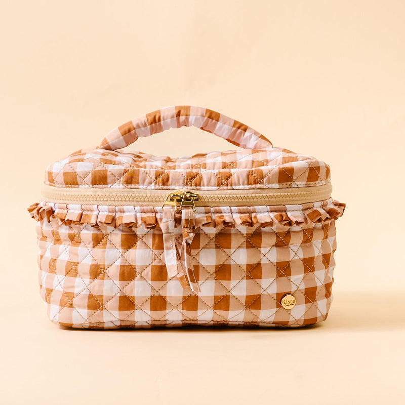 Maple Gingham Glam & Go Quilted Cosmetic Bag