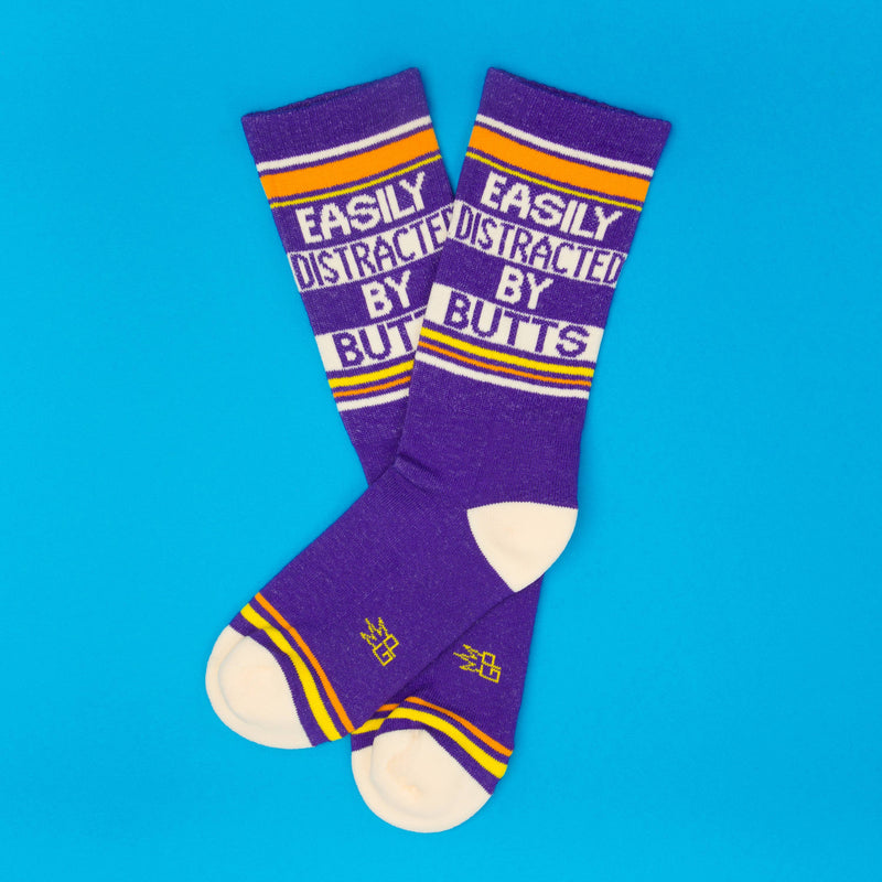 Easily Distracted By Butts Gym Crew Socks