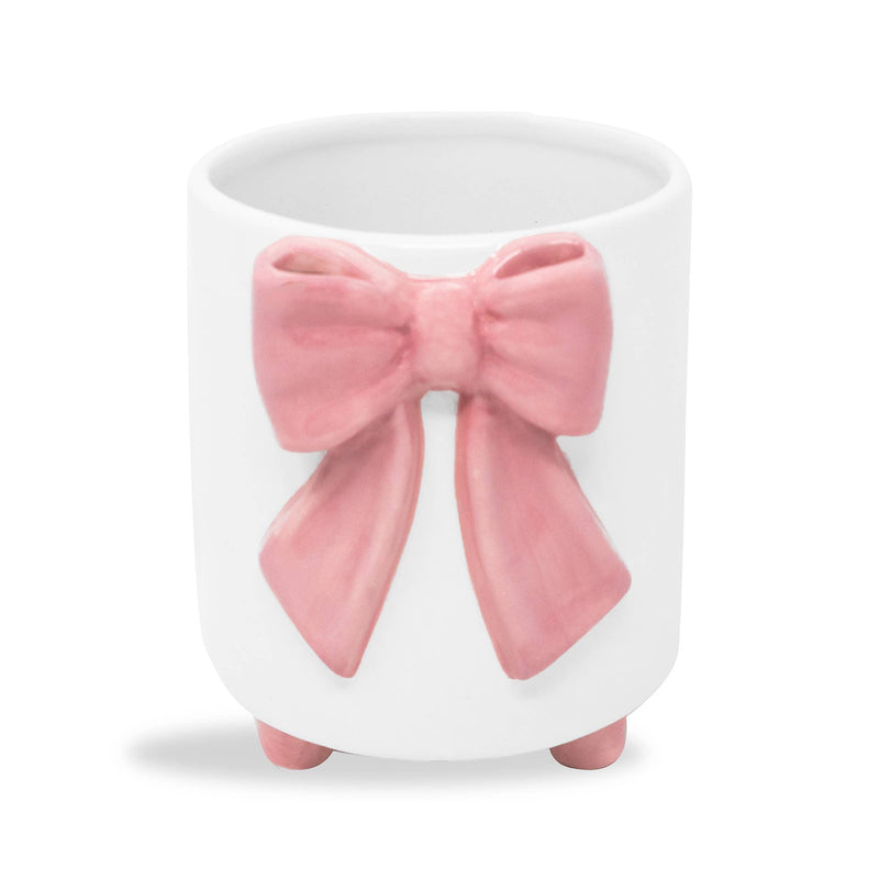 Footed Planter, Pink Bow