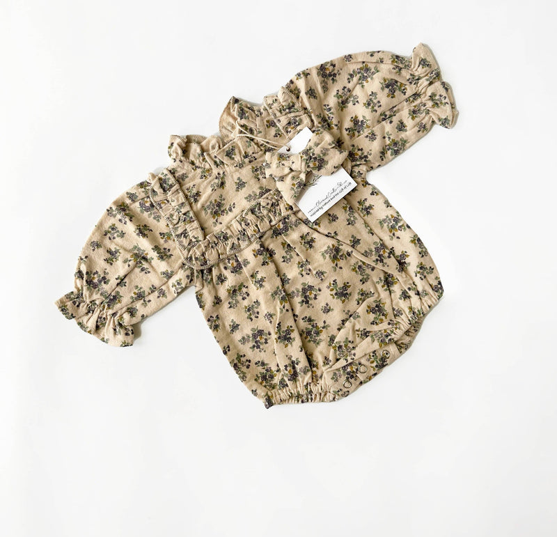 Viola Romper with Bow: 0-3 months