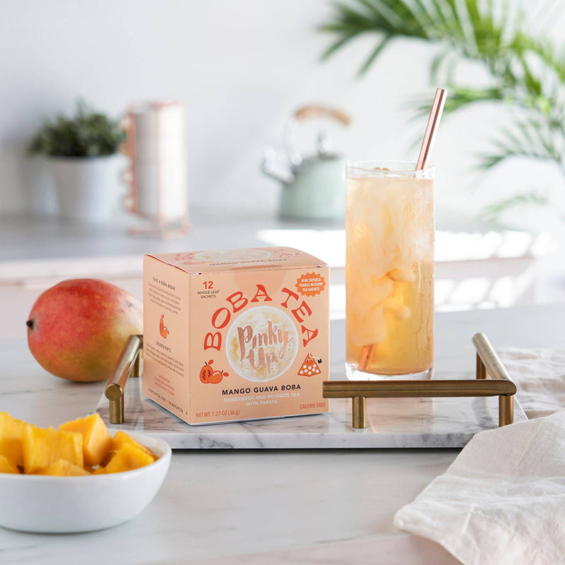 Boba Tea Mango Guava Box of 12 Wrapped Pyramid Sachets