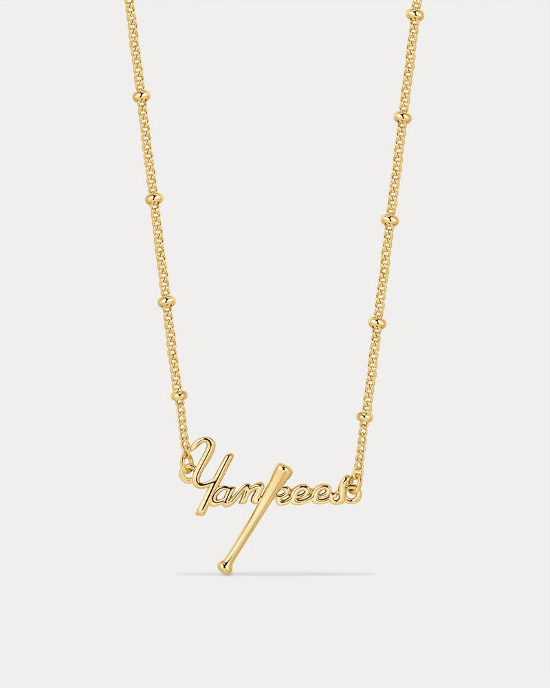 The MLB Nameplate Pendant Necklace- Gold: LA Dodgers