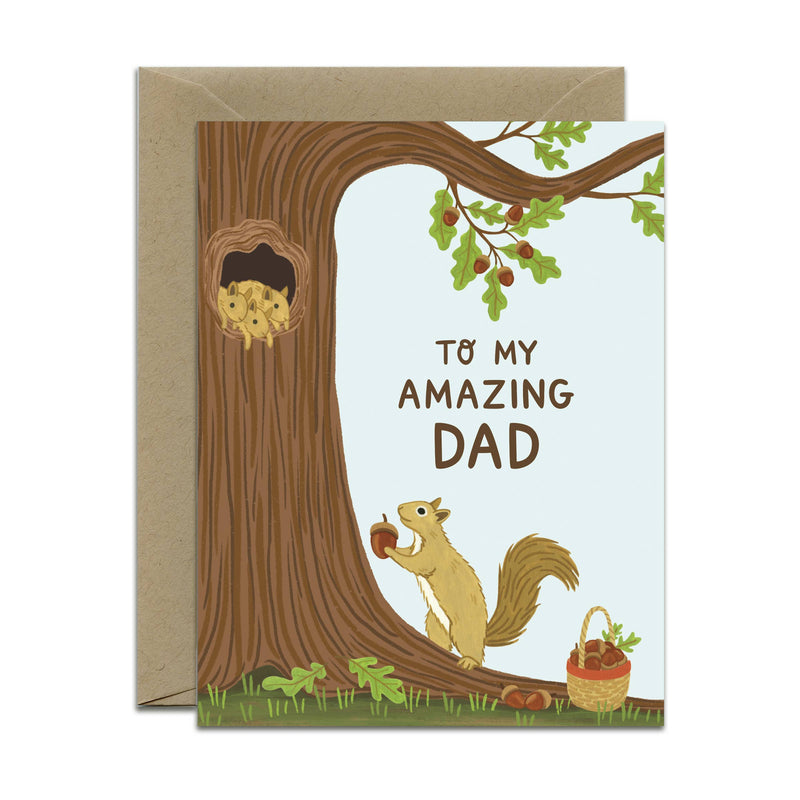 Squirrel Dad and Babies Forest Father's Day Card