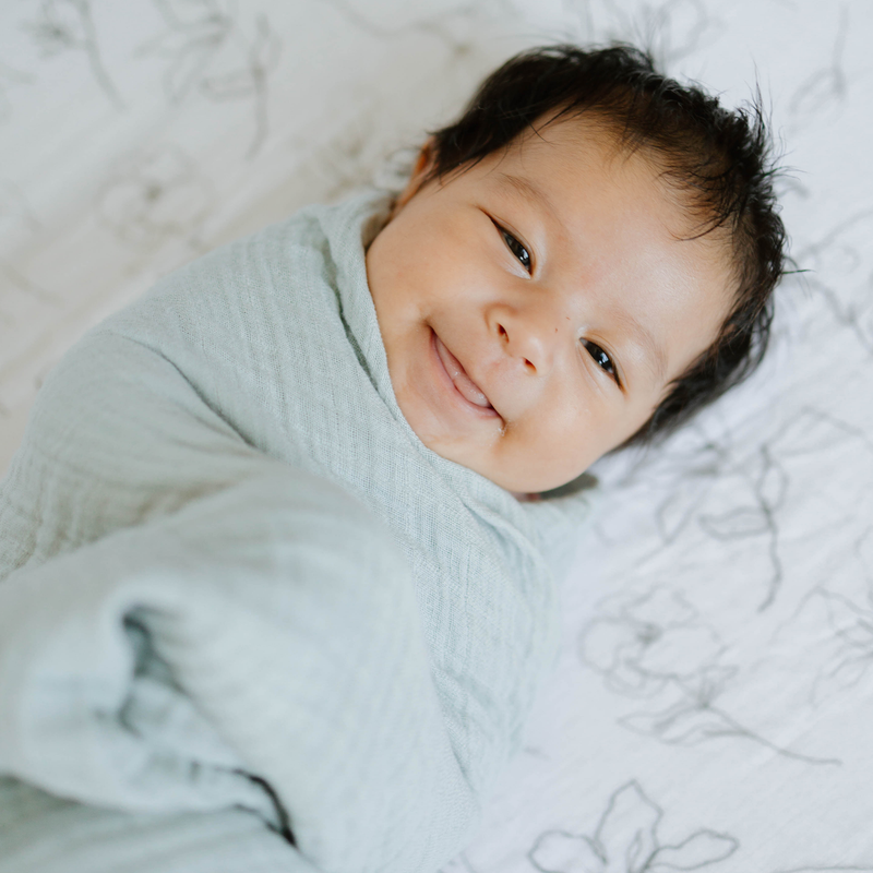 Organic Cotton Muslin Swaddle Blanket | White Sage