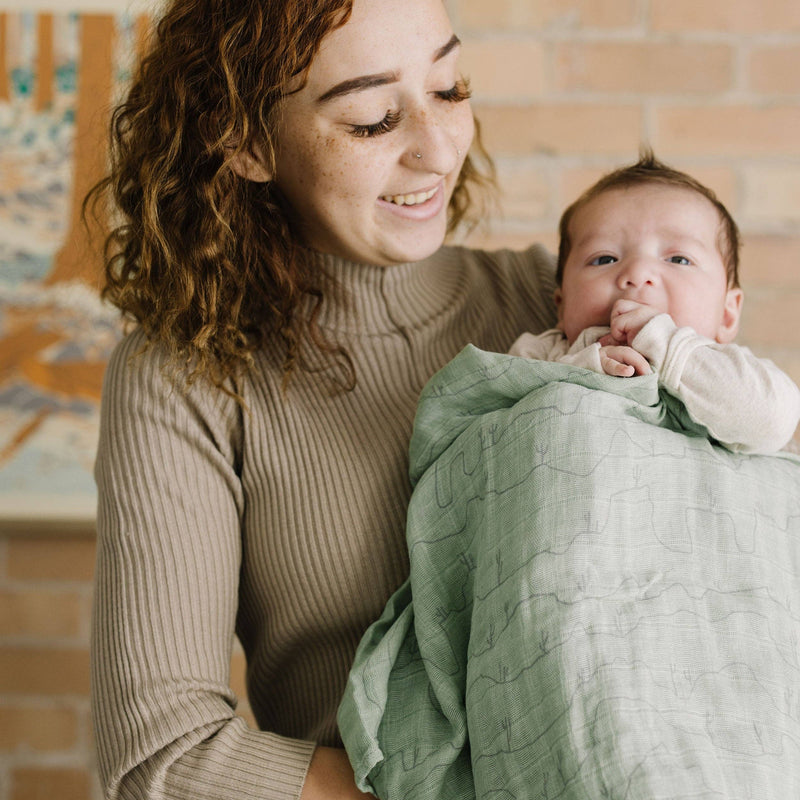 Cotton Muslin Swaddle Blanket | Cactus Lines