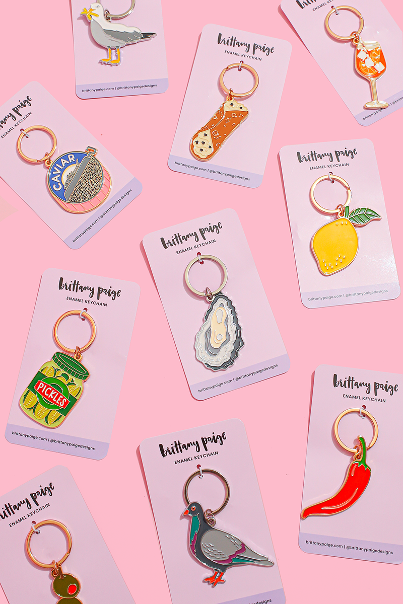 Pickle Jar Enamel Keychain Bag Charm