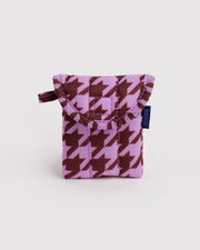 Puffy Earbuds Case - Pink Houndstooth
