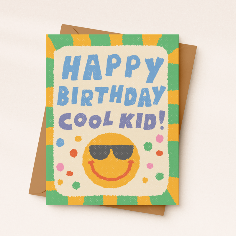Happy Birthday Card for Kids | Cool Kid Smiley Face Design