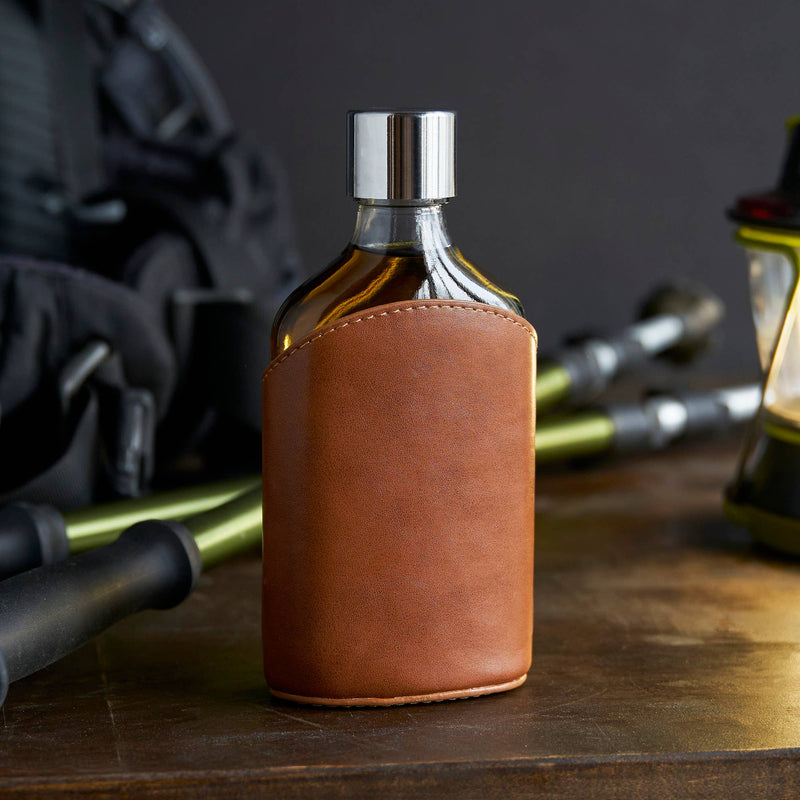 Admiral™ Vintage Style Parker LeatherWrapped Glass Flask