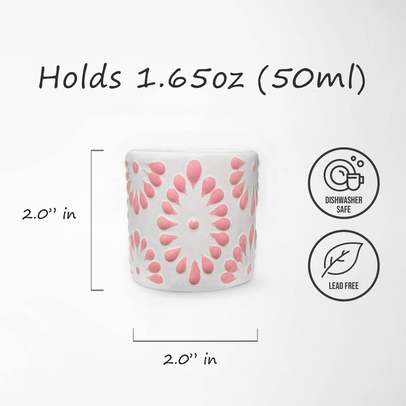 Talavera Shot Glass - White & Pink