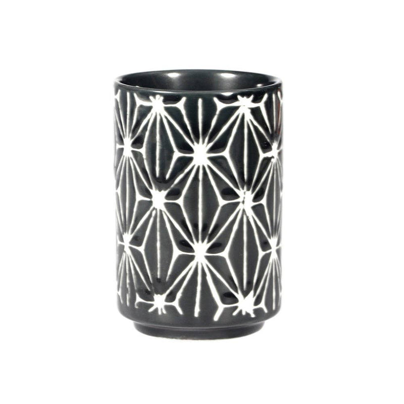 Asanoha Yunomi Style Tea Cup Reactive Glaze 10 fl oz Black (12/72)