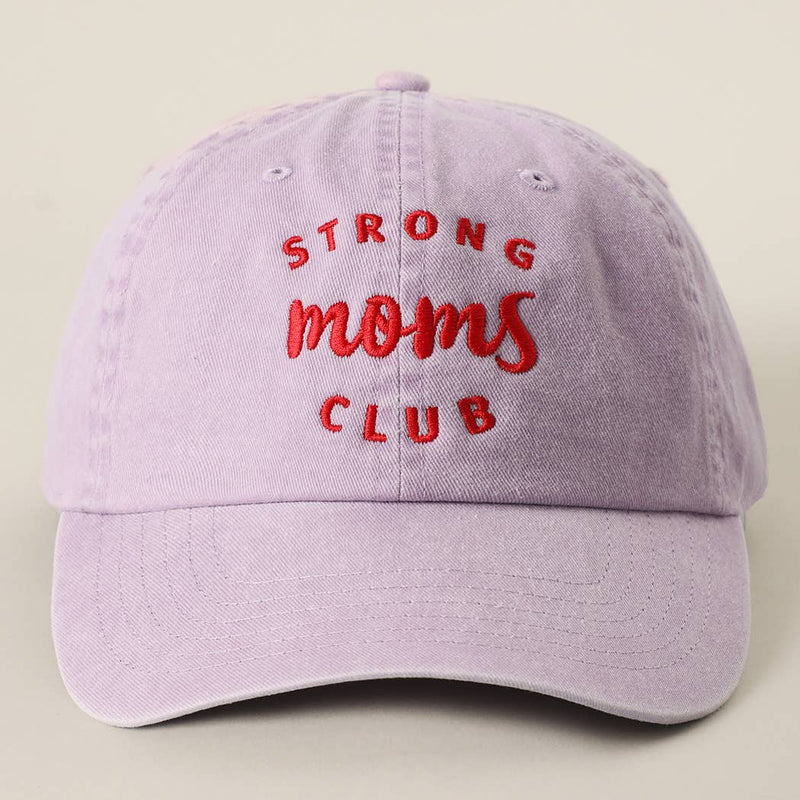 Strong Moms Club Embroidered Cotton Baseball Cap: SMOKE PINK