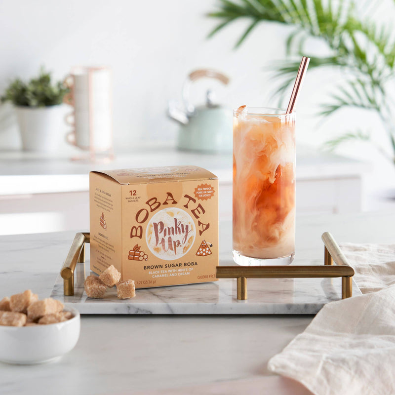 Boba Tea Brown Sugar Box of 12 Wrapped Pyramid Sachets