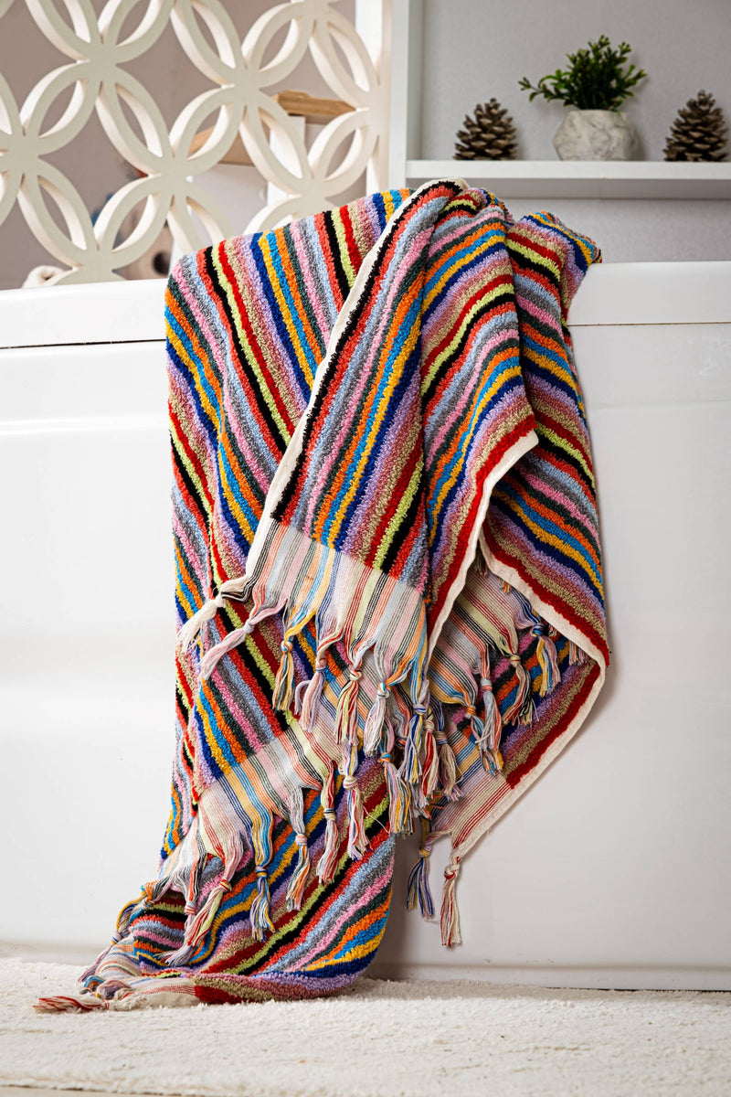 Handwoven Hand Towel |Bath Towel| Kitchen Towel | Oversized: Rainbow / Hand Towel