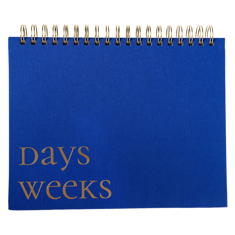 Cobalt Blue Fabric-Bound Weekly Desk Pad