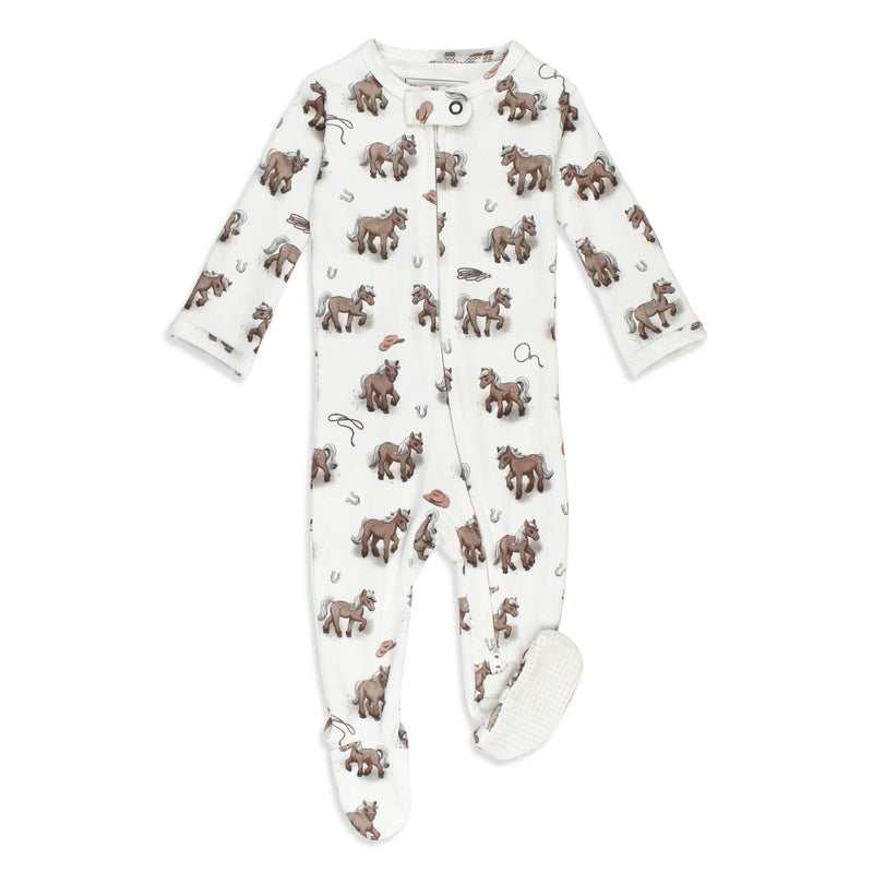 Little Lasso | Organic Zipper Footie: 6-9m