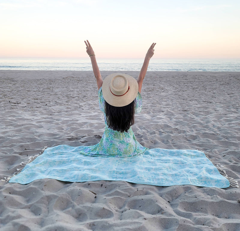 Mexican Blanket | Aztec Throw | Oversized Turkish Towel: Benetton Green