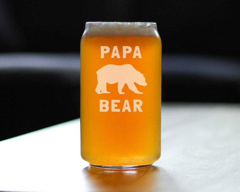 Papa Bear Beer Can Pint Glass - Dad and Grandpa Gifts
