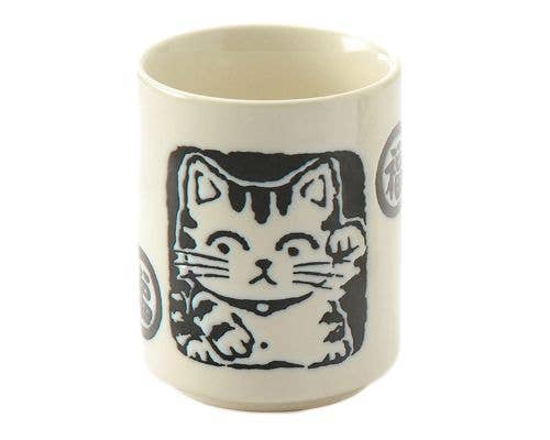 Neko Cat Yunomi Style Tea Cup White Glazed 9 fl oz