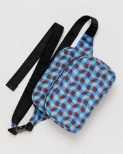 BAGGU HANDBAG Wavy Gingham Blue Fanny Pack