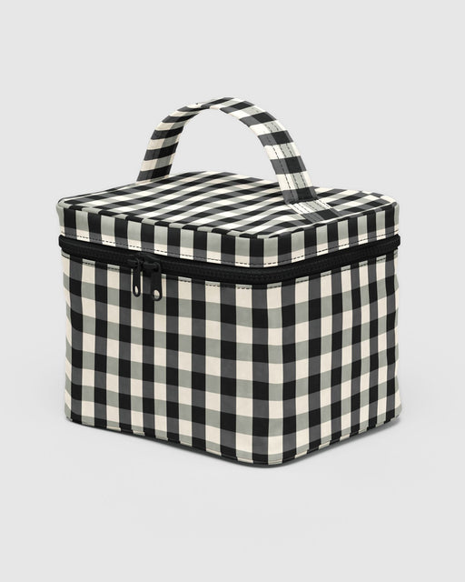 Large Cosmetic Case Black and Cream Gingham