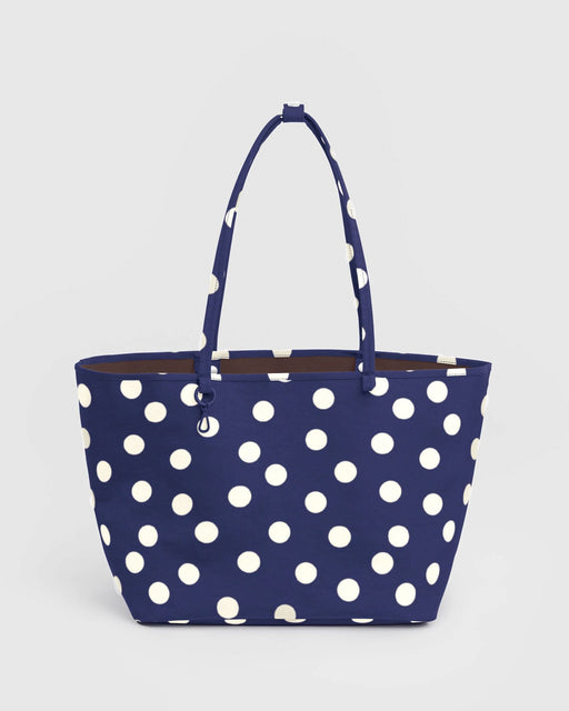 Large Nylon Reversible Tote Navy Polka Dot Mix