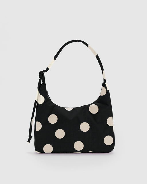 Mini Nylon Shoulder Bag Black and Cream Polka Dot