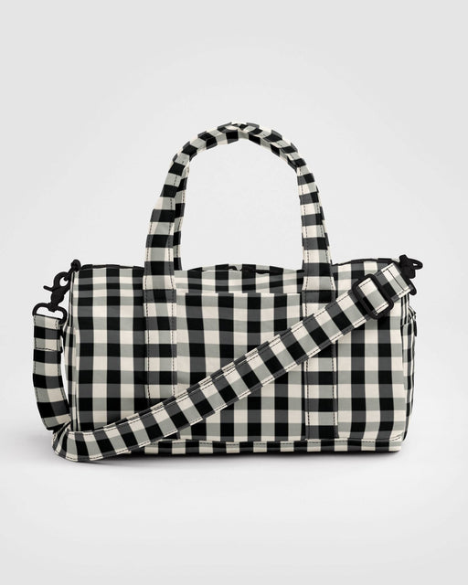 Nylon Duffle Bag Black and Cream Gingham