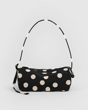 Nylon Loaf Bag Black and Cream Polka Dot