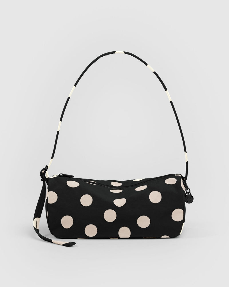 Nylon Loaf Bag Black and Cream Polka Dot