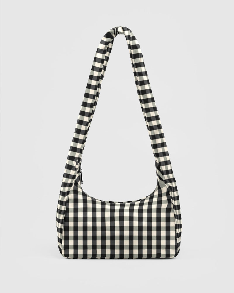 Nylon Meringue Bag Black and Cream Gingham