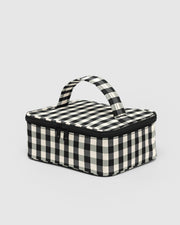 Small Cosmetic Case Black and Cream Gingham