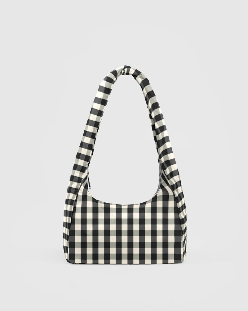 Small Nylon Meringue Bag Black and Cream Gingham
