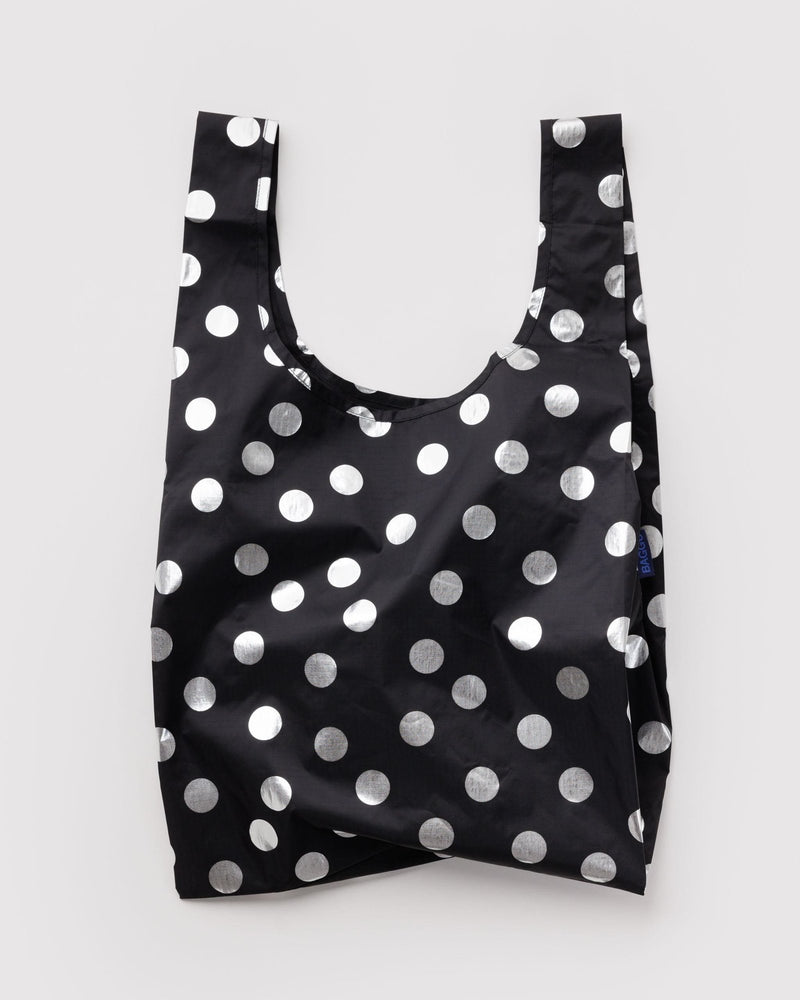Standard Baggu Silver Metallic Polka Dot