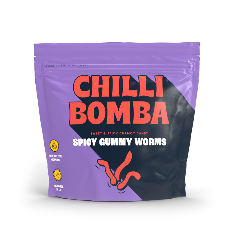 Chilli Bomba Spicy Gummy Worms Chili Chamoy Candy 8oz/6ct