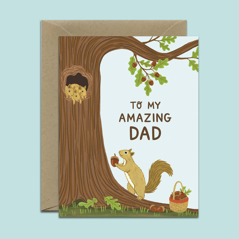 Squirrel Dad and Babies Forest Father's Day Card