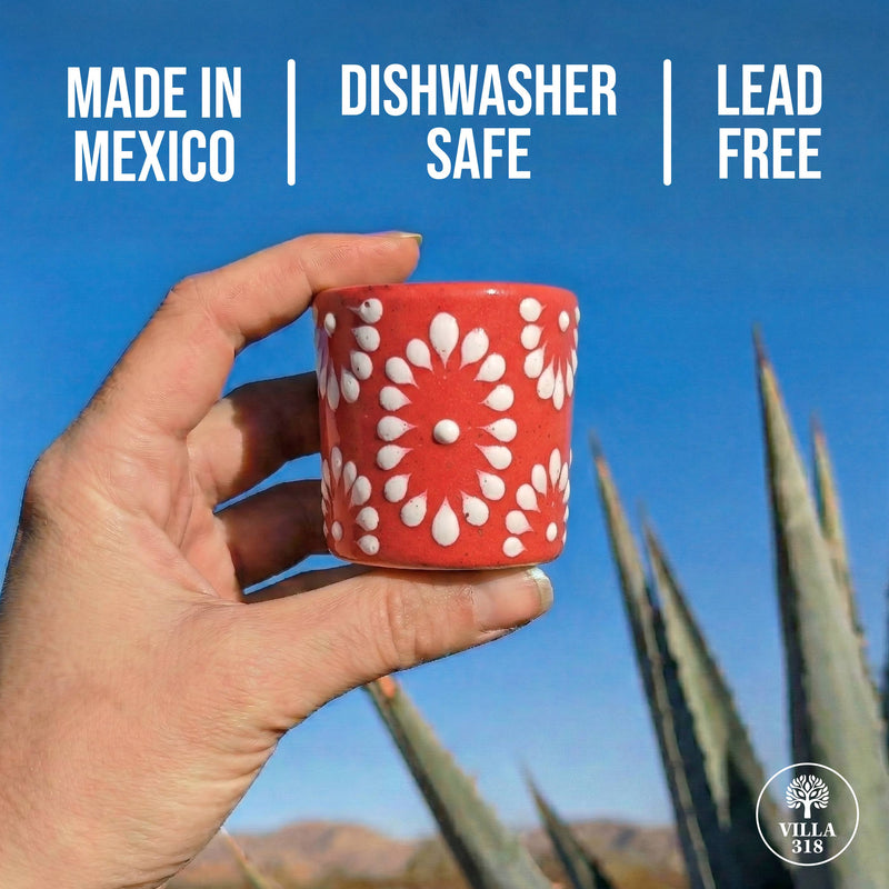 Talavera Shot Glass - Red & White