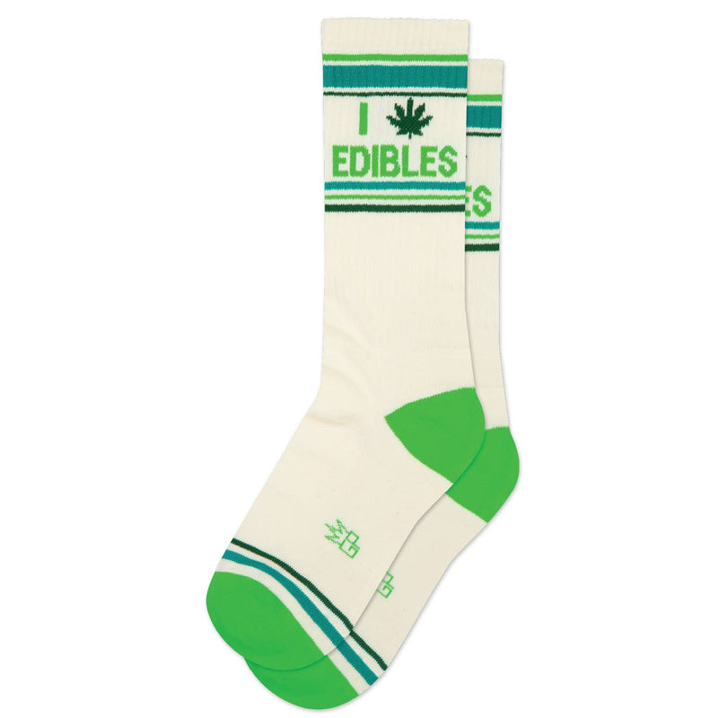 I (Pot Leaf) Edibles Gym Crew Socks