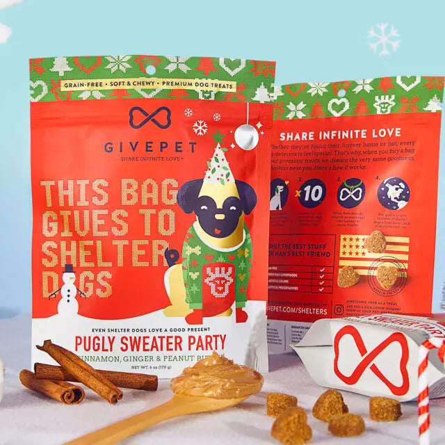 GivePet Pugly Sweater Party Holiday Dog Treat