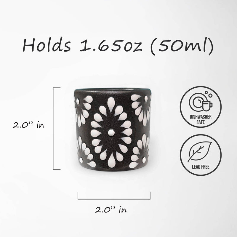 Talavera Shot Glass - Black & White
