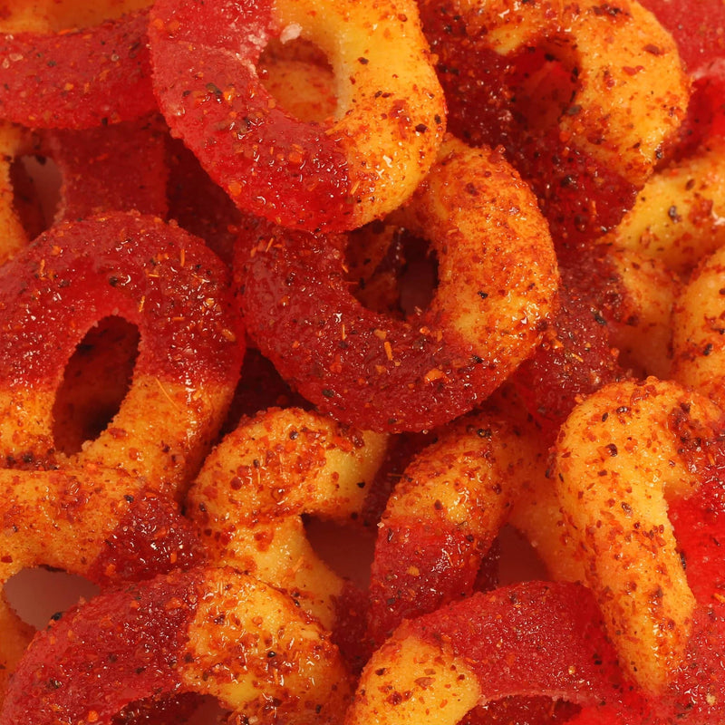 Chilli Bomba Spicy Peach Rings Chili Chamoy Candy 4oz /12ct