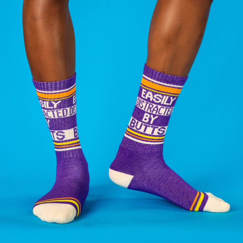 Easily Distracted By Butts Gym Crew Socks