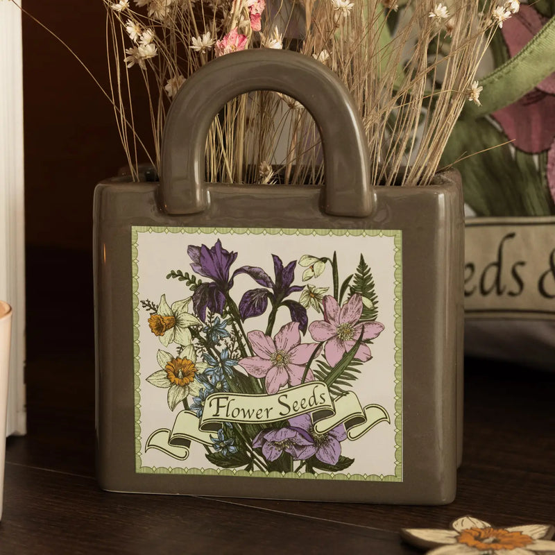 Mini Ceramic Tote Vase | Wildflowers