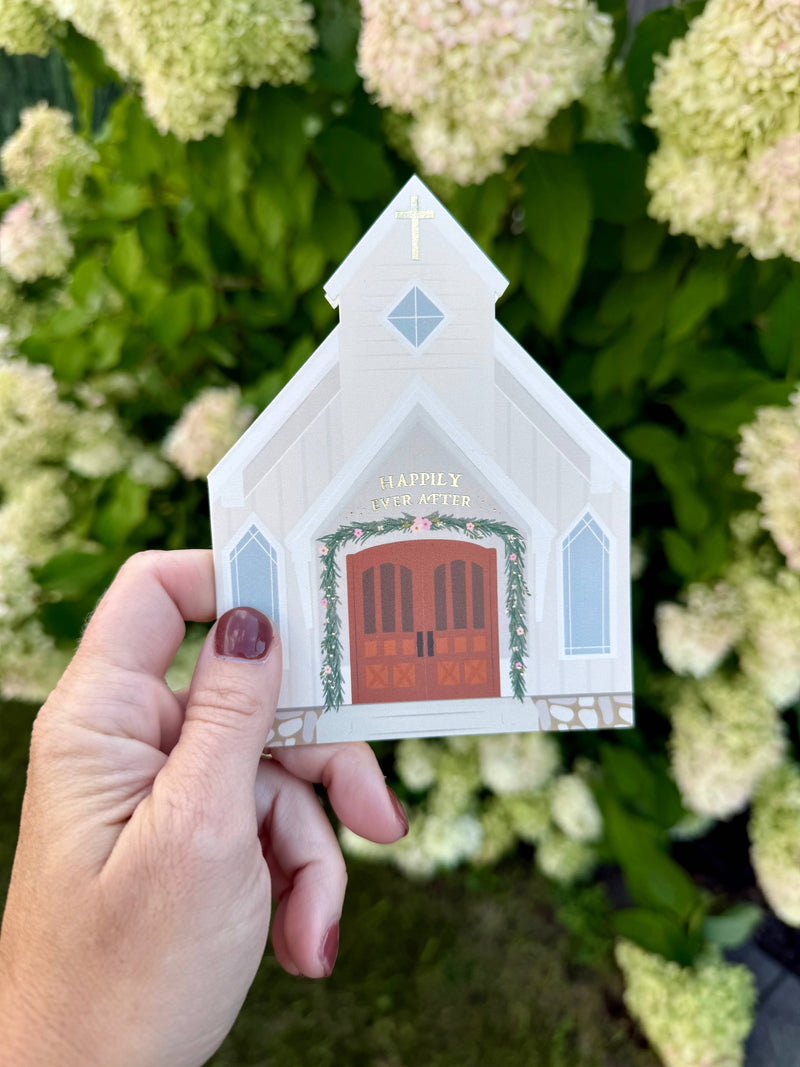 Wedding Chapel Die-Cut Greeting Card