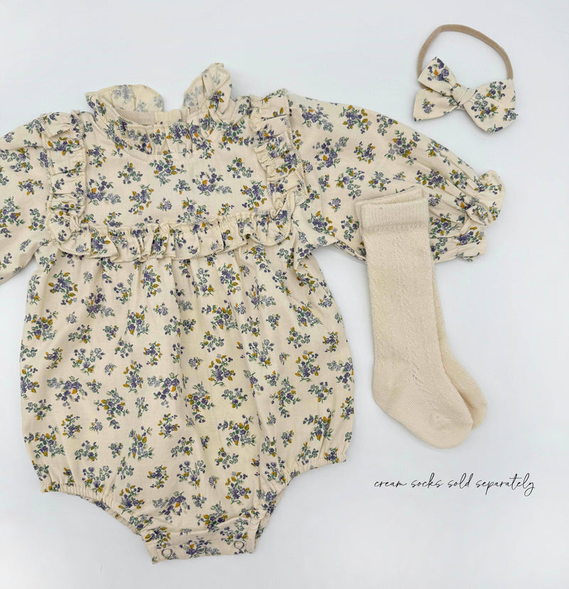 Viola Romper with Bow: 0-3 months